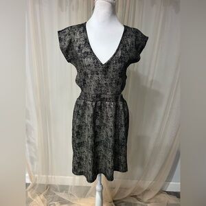 Body Central Black & Gold V-Neck Cutout Dress | Size M | Side Waist Openings